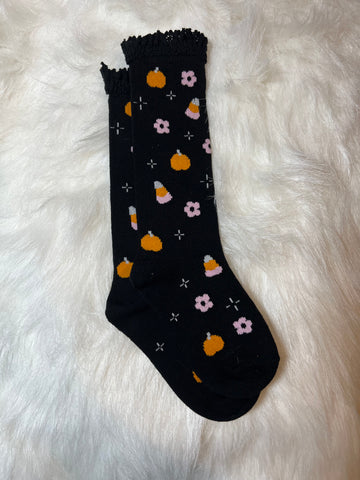 RTS Halloween Candy lace top socks  4-6 years