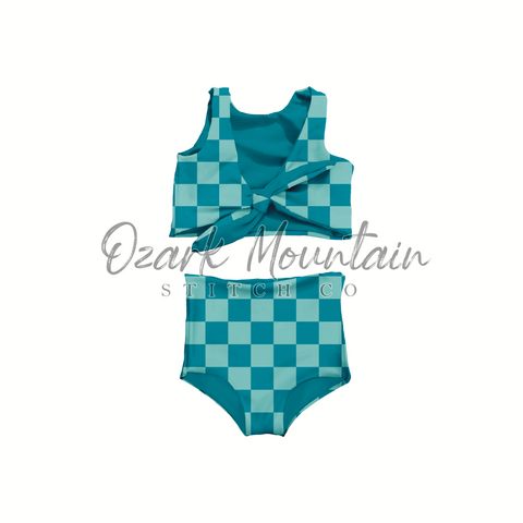 Blue Checkered Swim