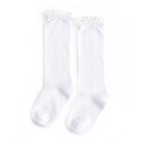 RTS White lace top socks 0-6 months