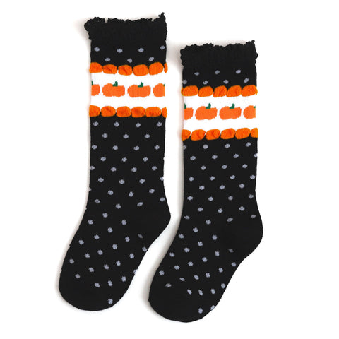 Pumpkin Dot Lace Top Socks