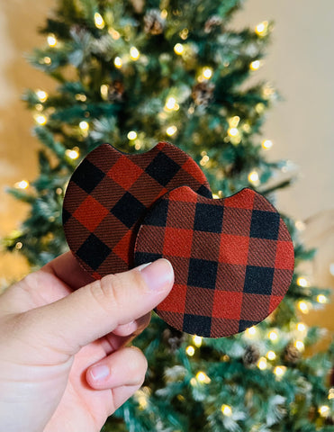 Buffalo plaid car coasters